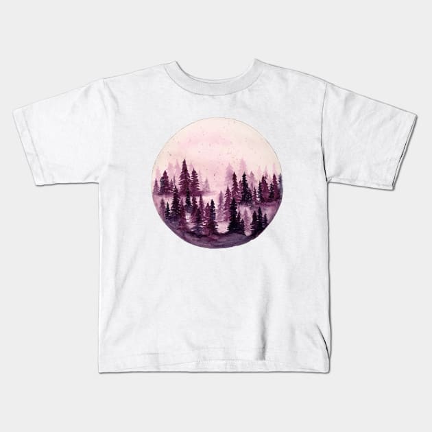 Purple Woods Kids T-Shirt by Whettpaint